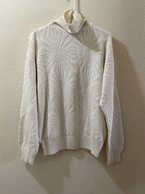 Cream Turtleneck Knit Sweater Size M